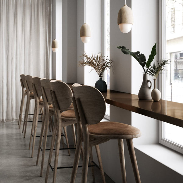 High Stool Backrest | Natural Matt Lacqured oak | 74 cm | by Space