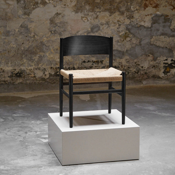 Nestor Sidechair | Black Beech | Natural paper cord seat | by Tom