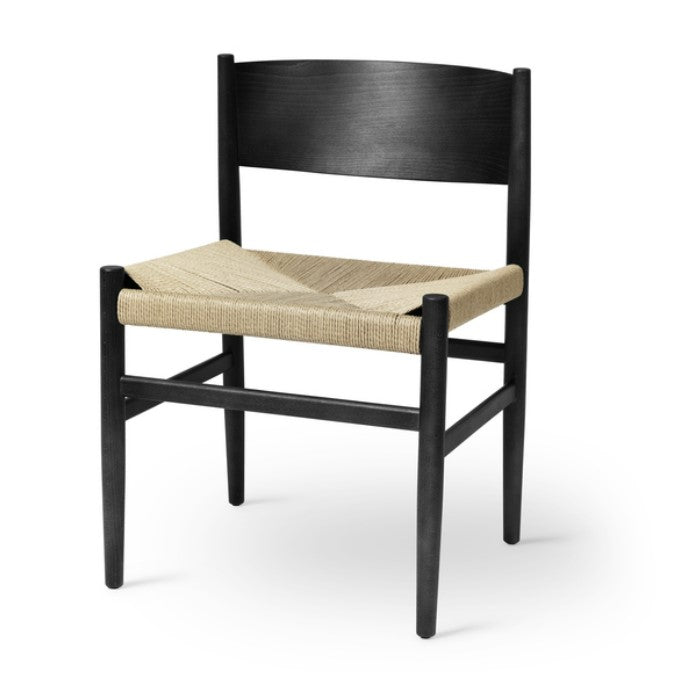 Nestor Sidechair | Black Beech | Natural paper cord seat
